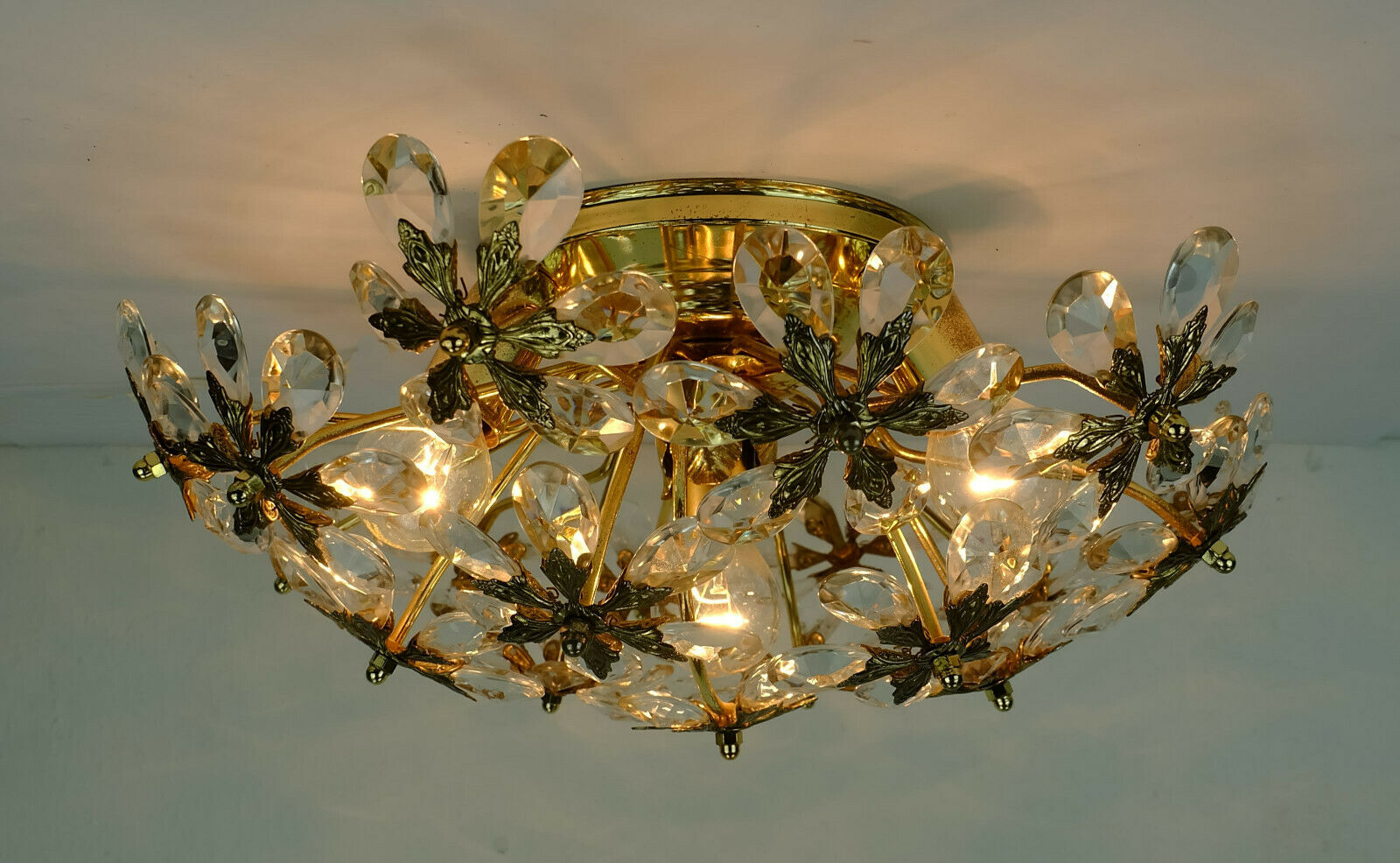 Palwa ceiling fixture glass blossom light 1970s