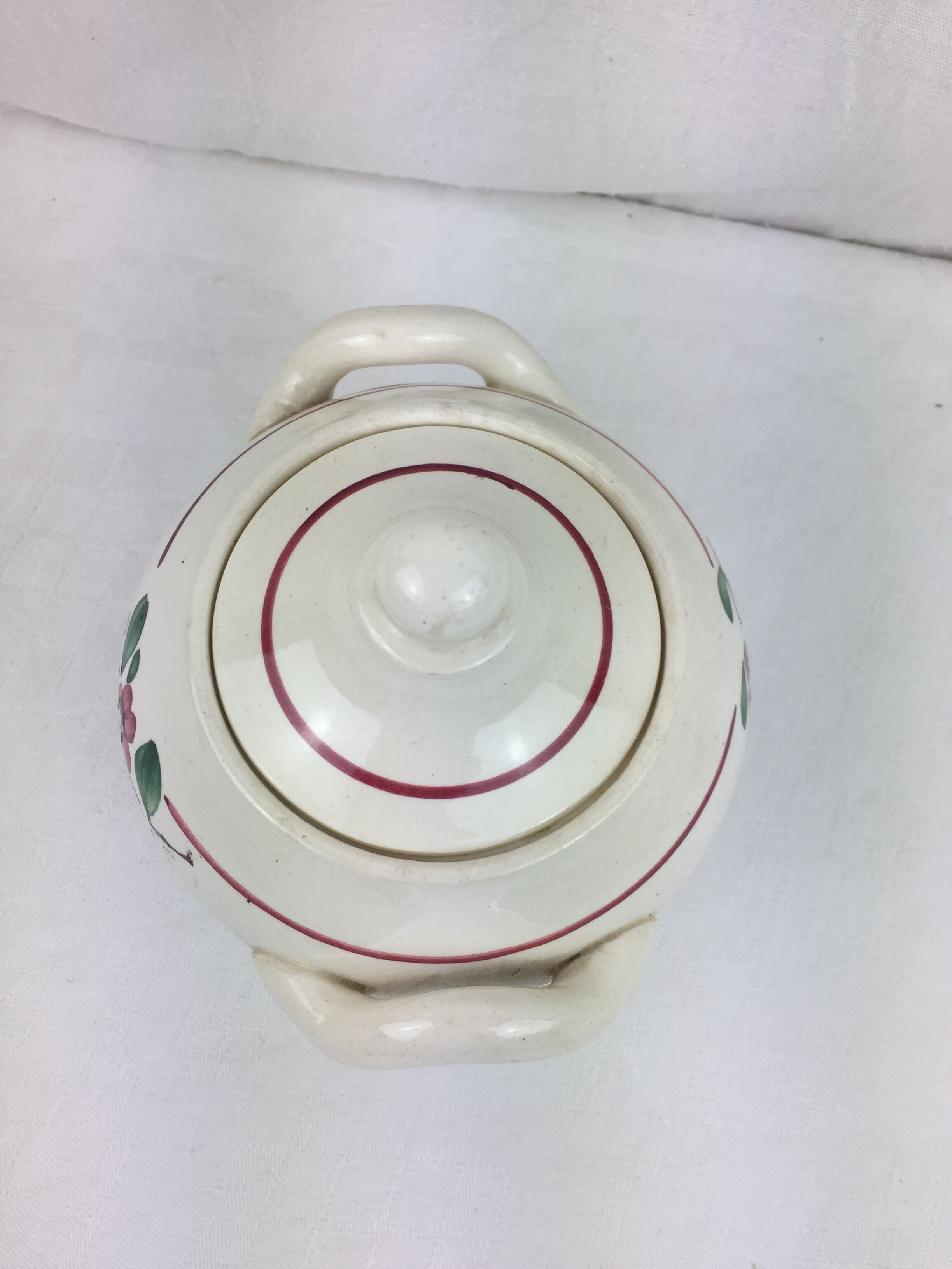 Old sugar bowl with floral decoration Made in France Sarreguemines