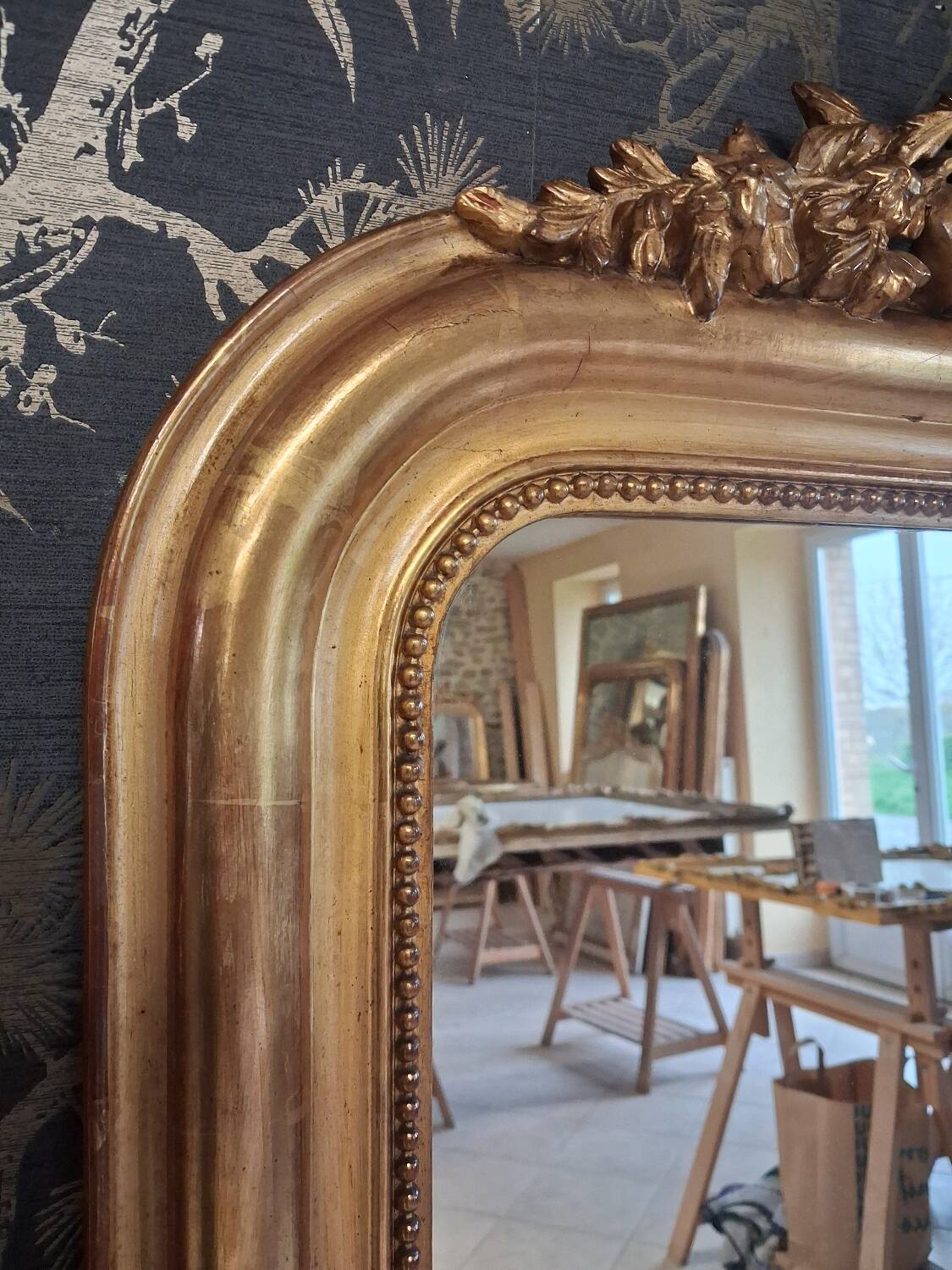 Louis Philippe mirror with pediment 154 x 98
