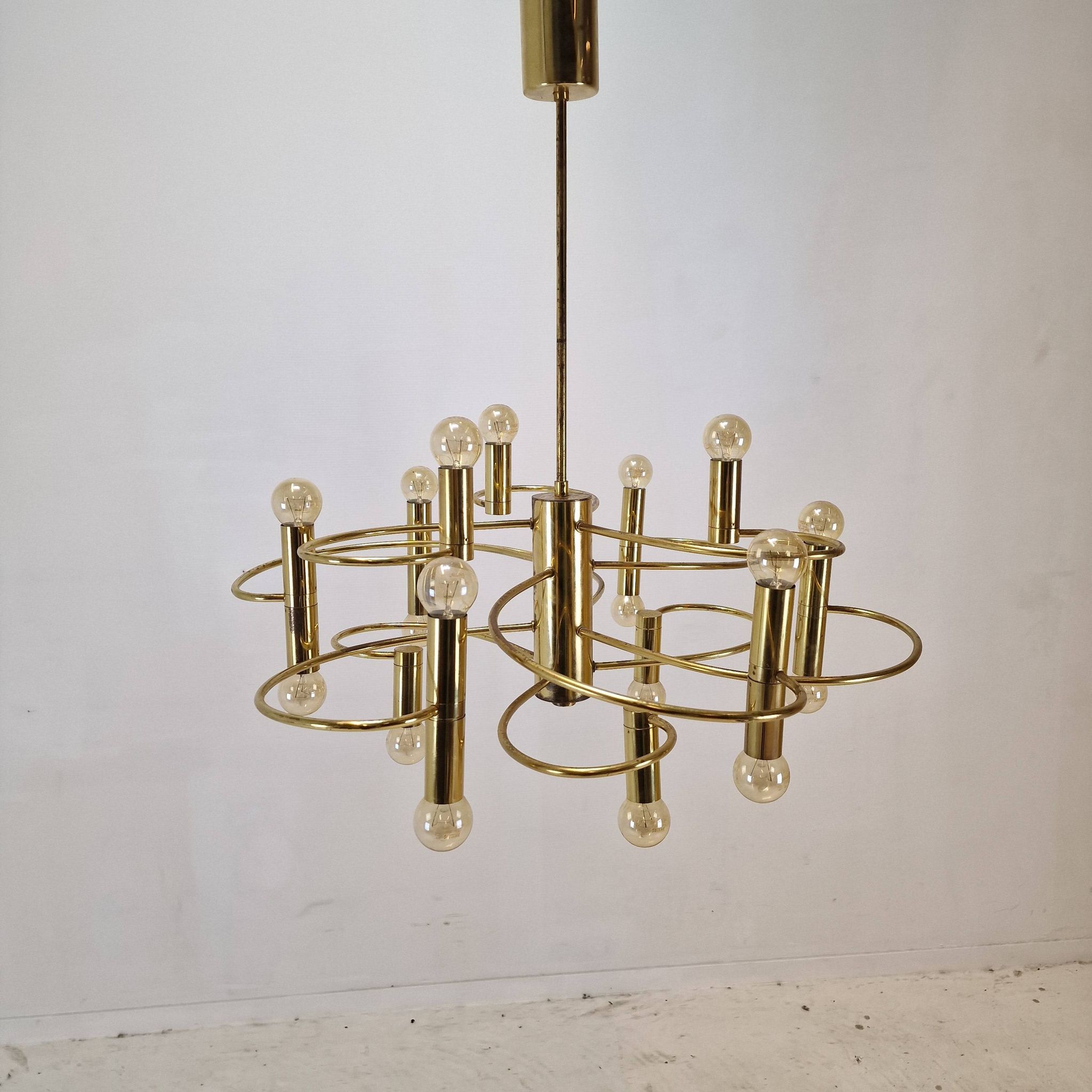 Mid Century Chandelier Designed by Sciolari, 1970's (2 available)