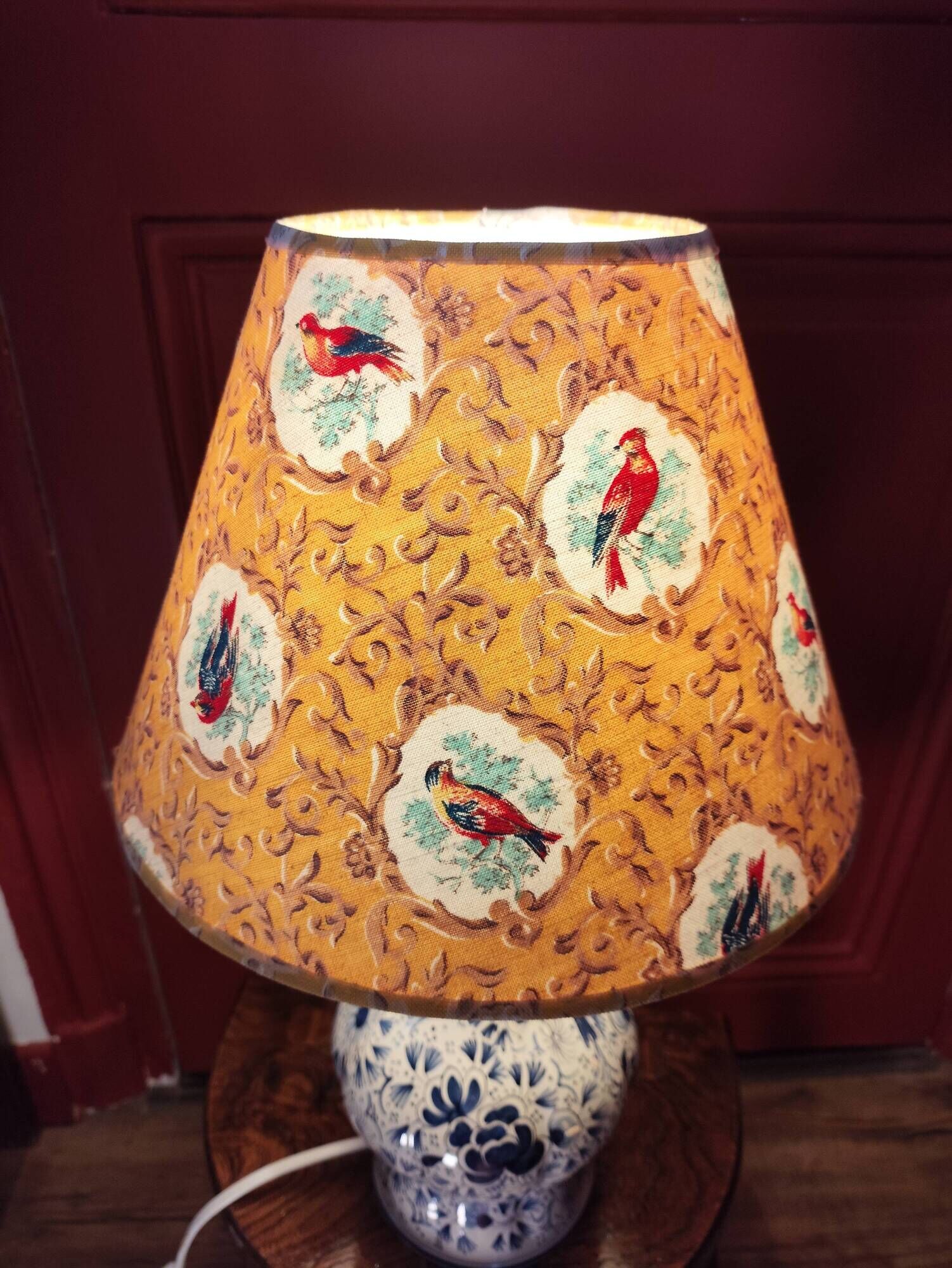 Delft-style ceramic desk lamp, France, 1960.