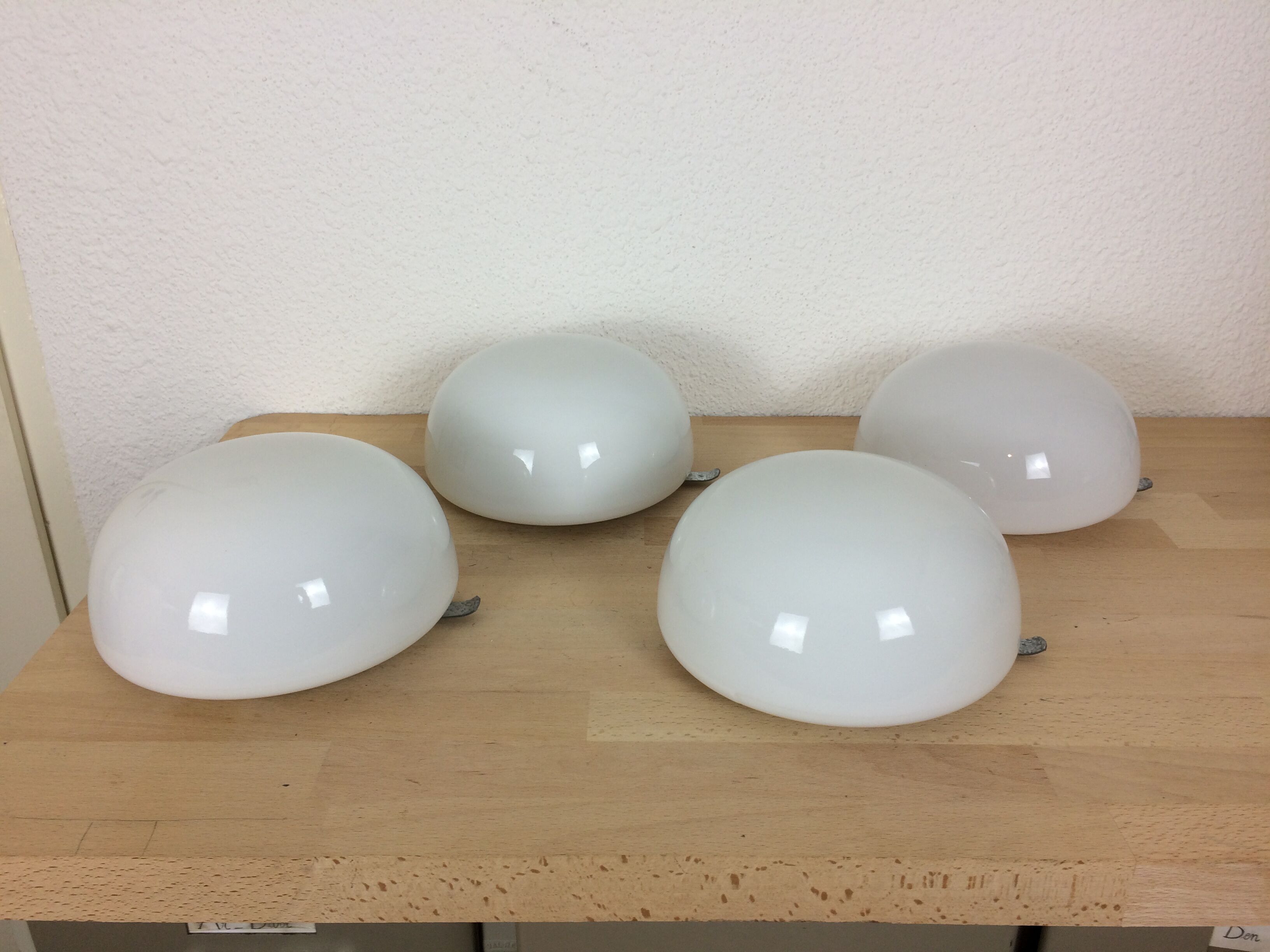 Set of 4 wall light opaline balls, half spheres