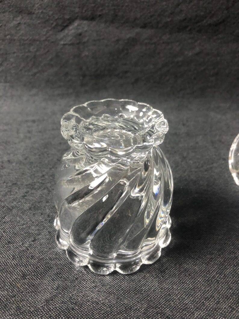 1980s Baccarat Crystal Jam Jar/Mustard Jar/Honey Jar With Lid, Model Bamboo