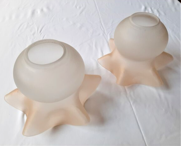 Set of 2 vintage polished glass lampshades