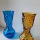 Duo of blue and amber Italian vases
