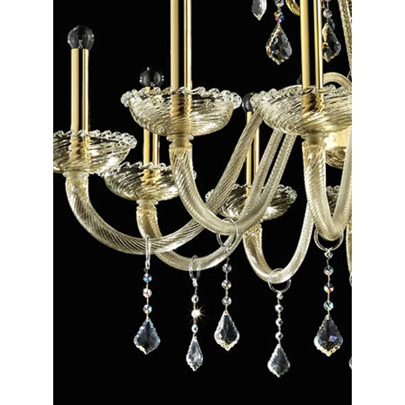 Imperial Gold "Curls" Murano Glass Venetian Chandelier