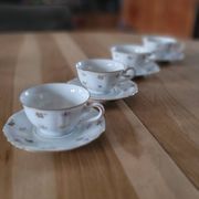 4 cups and saucers in porcelain from Bavaria