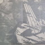 Original lithograph after Jean-Luc Poivret, "Flying Machine", 69 x 47 cm, framed, 1970s