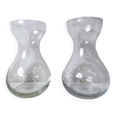 2 antique vintage blown glass hyacinth bulb vases
