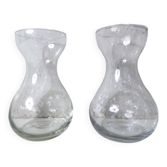 2 antique vintage blown glass hyacinth bulb vases