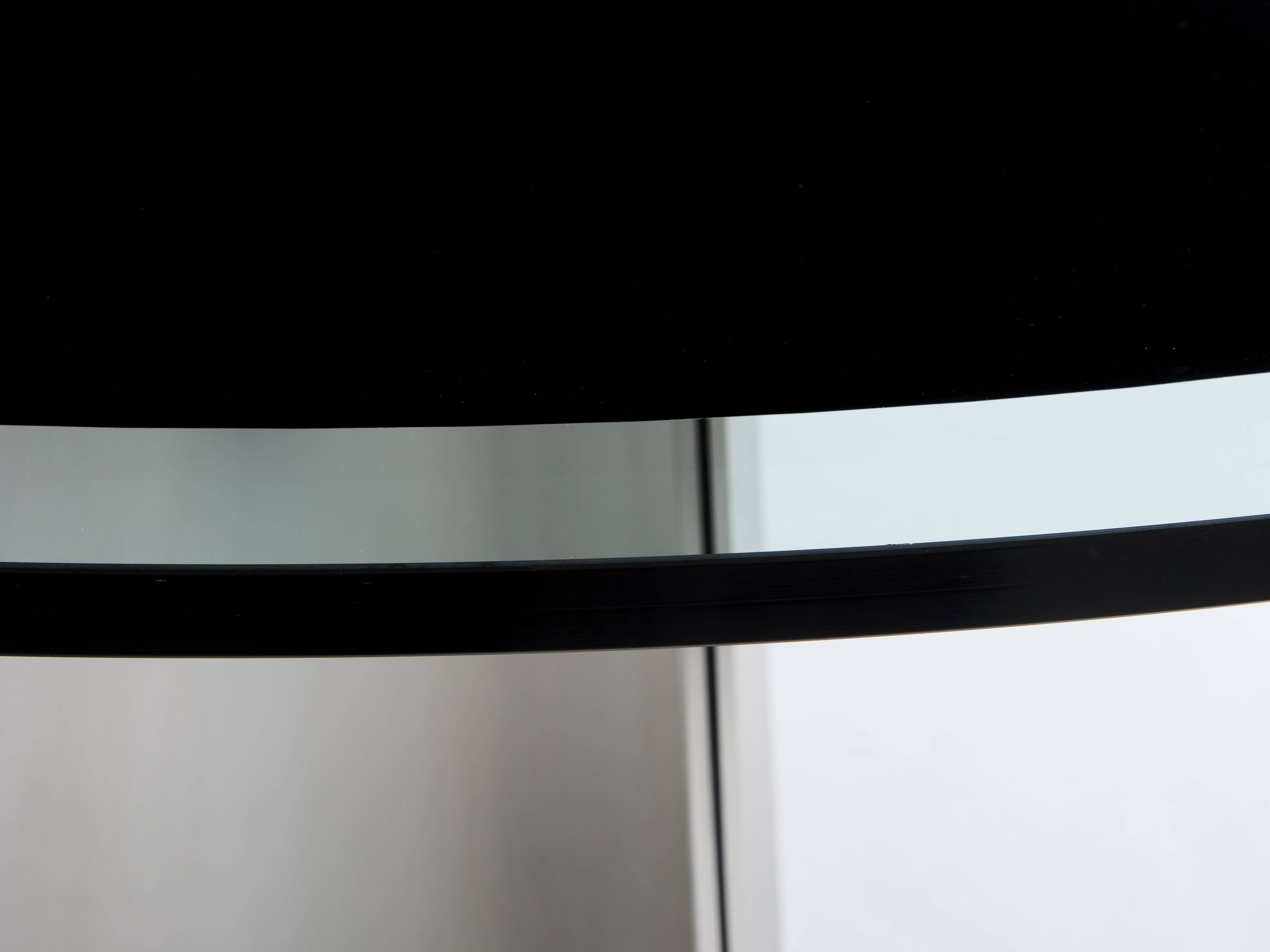 Table by Luigi Saccardo for Maison Jansen brushed steel black glass 1970