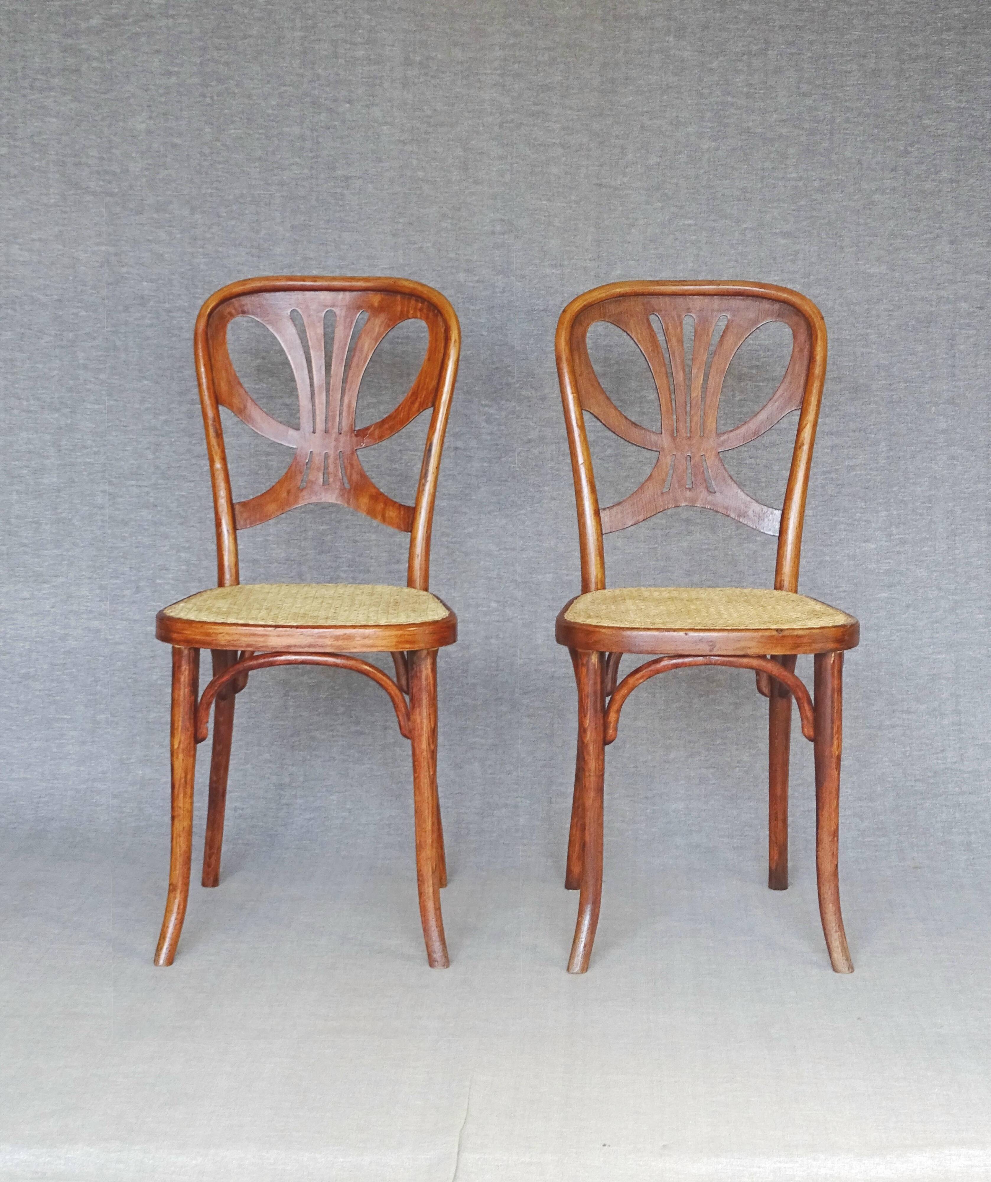 2  Chaises Thonet N°642, 1910, Art nouveau