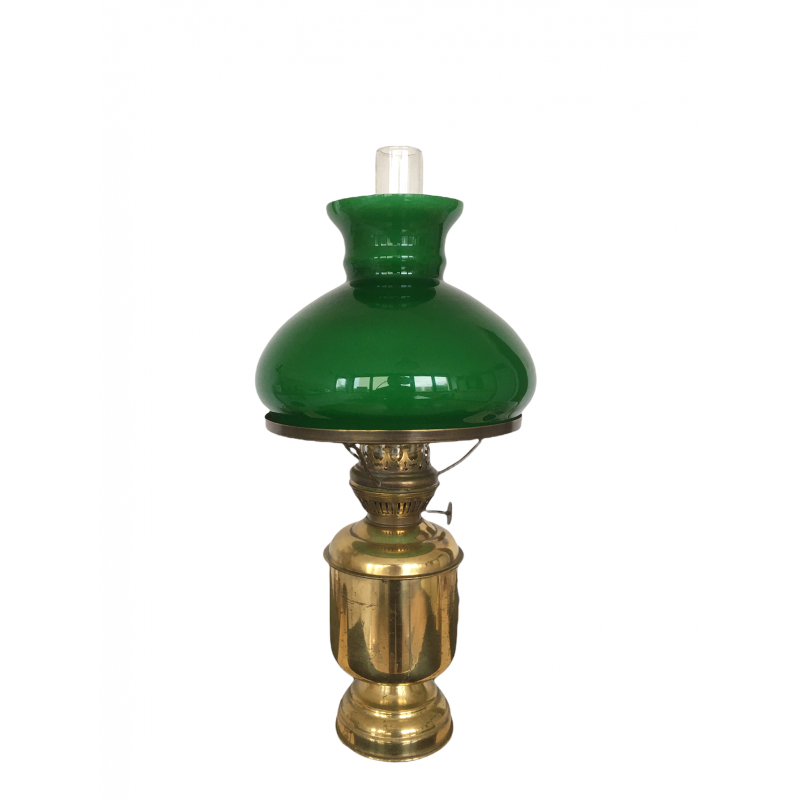 Green opaline kerosene lamp