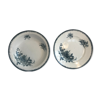 Pair ancient dishes Terre de fer