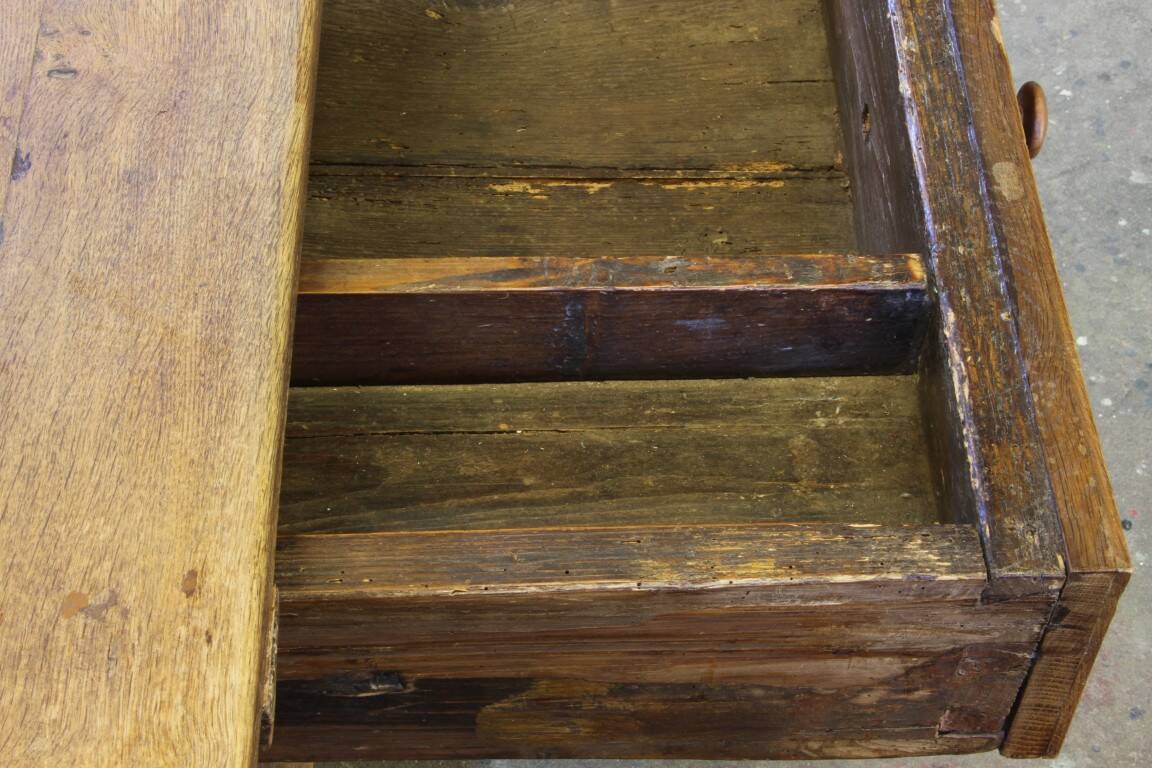 Baroque antique Nordic provincial oak table 1800s rustic farmhouse, rich patina