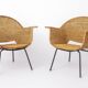 Chaises en osier vintage par Gianfranco Legler années 1950 | Ensemble de 3 en rotin suisse