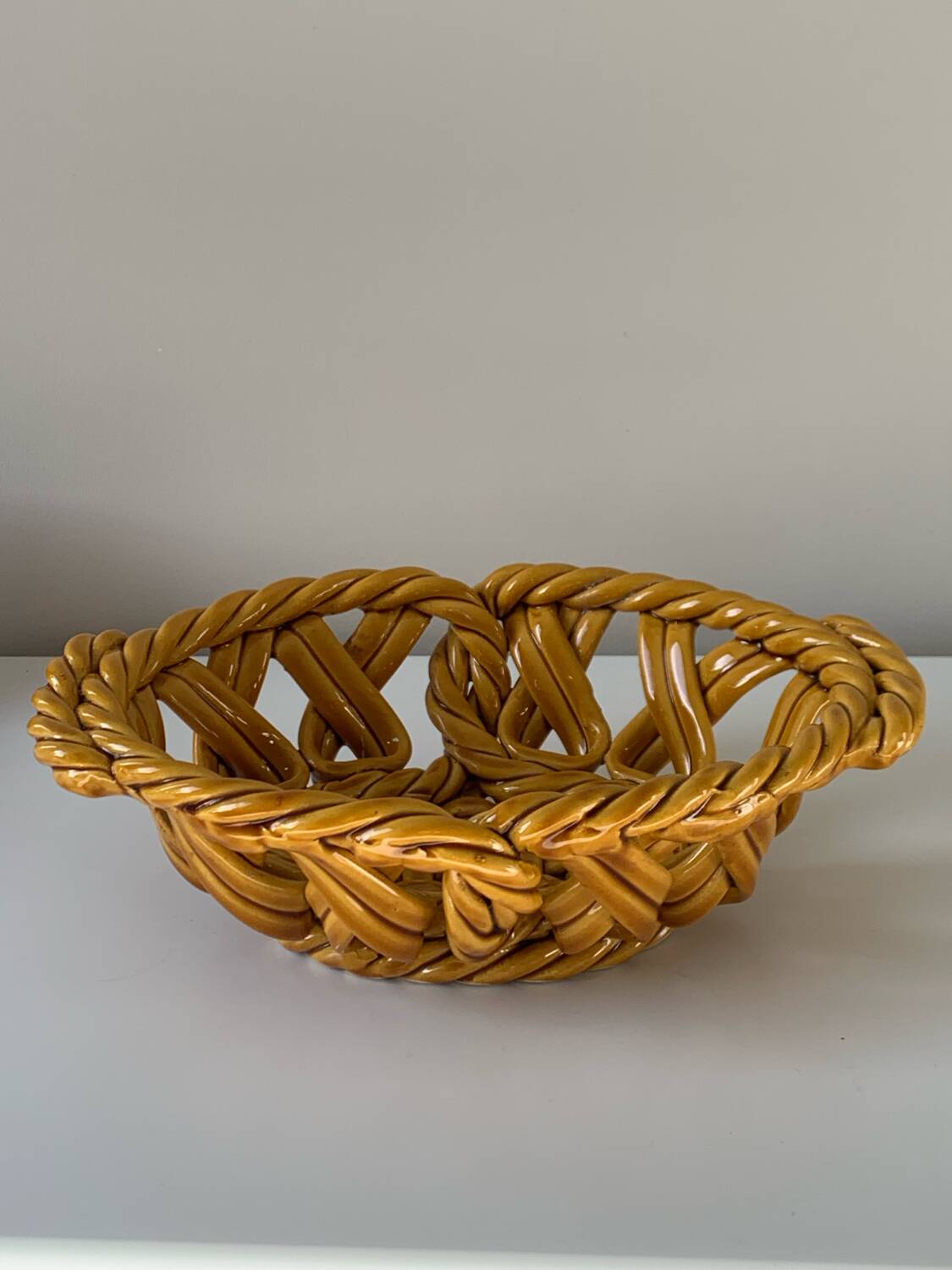 Woven ceramic basket