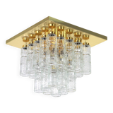 Crystal glass and brass chandeliers by Limburg, Germany, 1960s