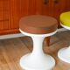 Tulip stool in Plastic and Wool, Mocha Mousse, Space Age Design, 1970