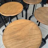 Series of 4 metal and wood school stools