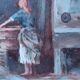 huile sur panneau "la lavandière" Gino Tommasi (1880-1942), début XXe siècl