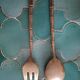 Vintage bamboo gilded brass cutlery