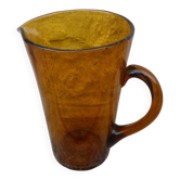 Pichet vintage en verre bullé ambre style Biot
