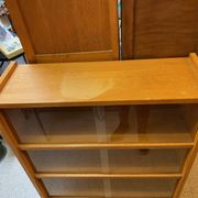 Bibus 1960s bookcase light oak with sliding glass