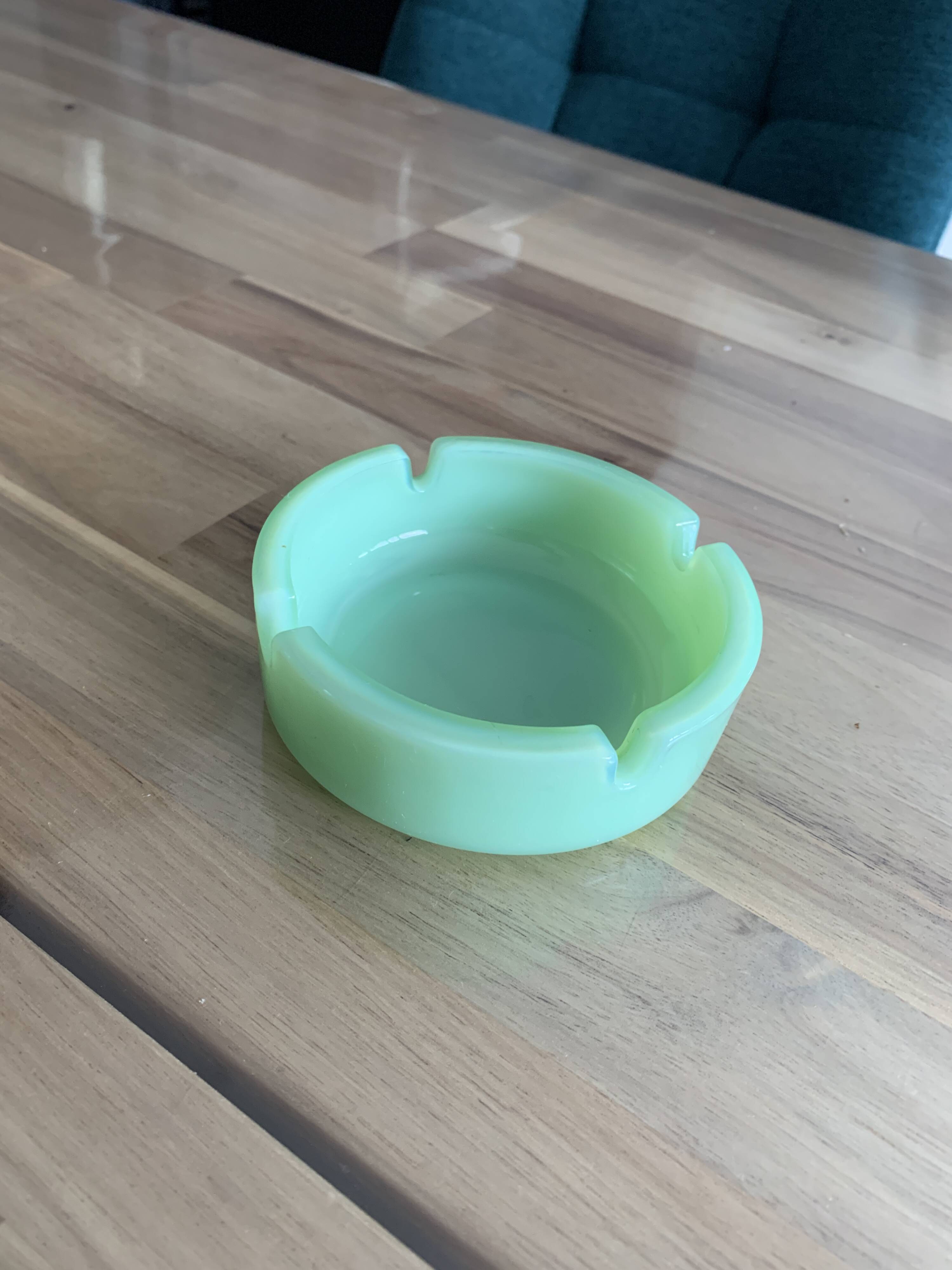 Jade green opaline vintage ashtray