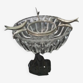 Serving dish in crystal for caviar