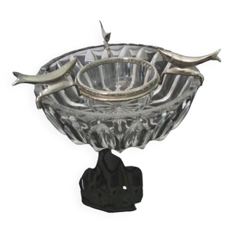 Serving dish in crystal for caviar