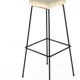 Set of 4 original vintage Bar Stools - black metal with fabric upholstery