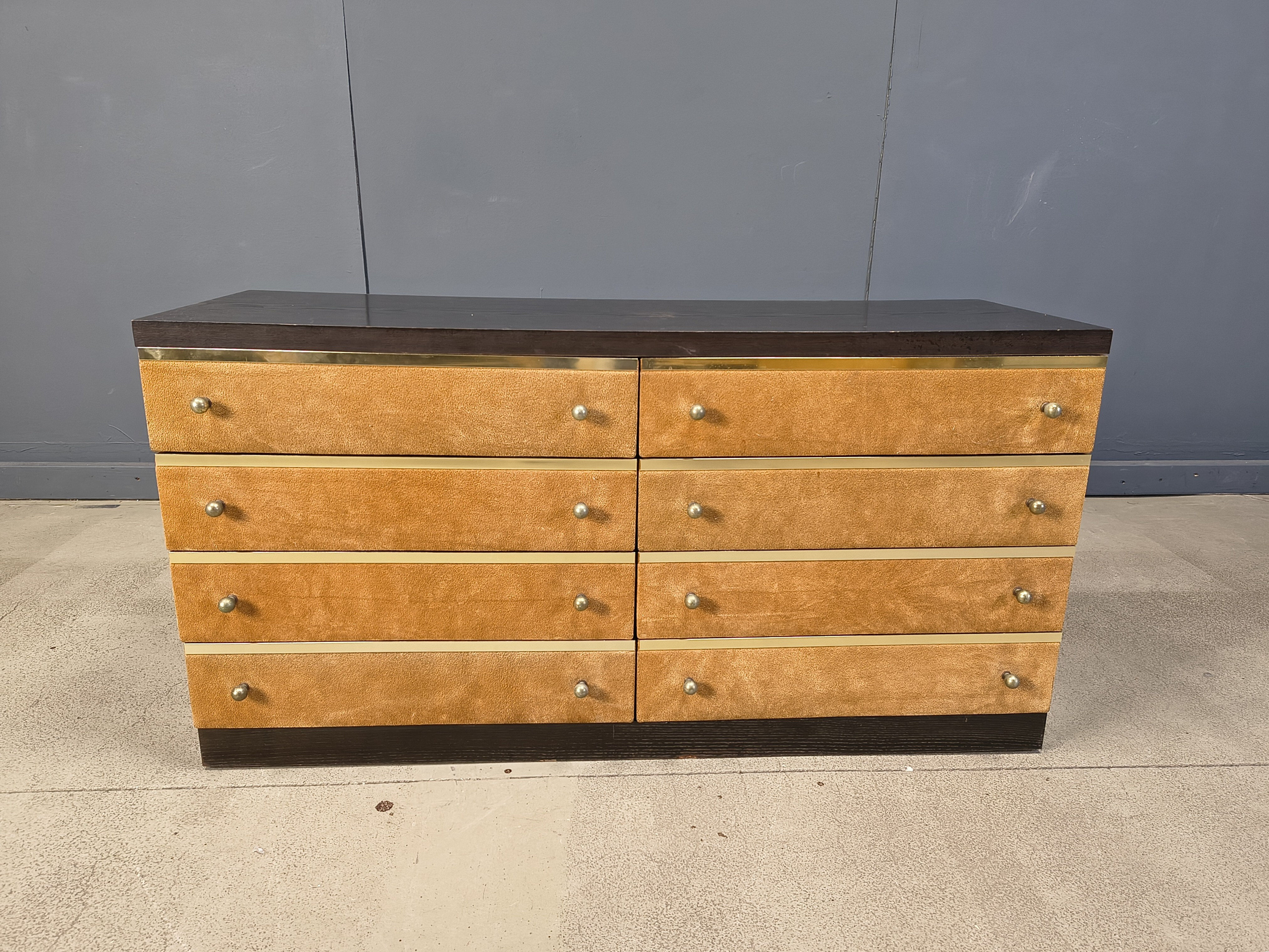Commode en velours vintage italienne, années 1970