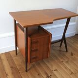 Scandinavian teak boomerang desk and its chair 1960