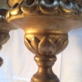 Pair of ancient carved gilded wood candlesticks - 18th century