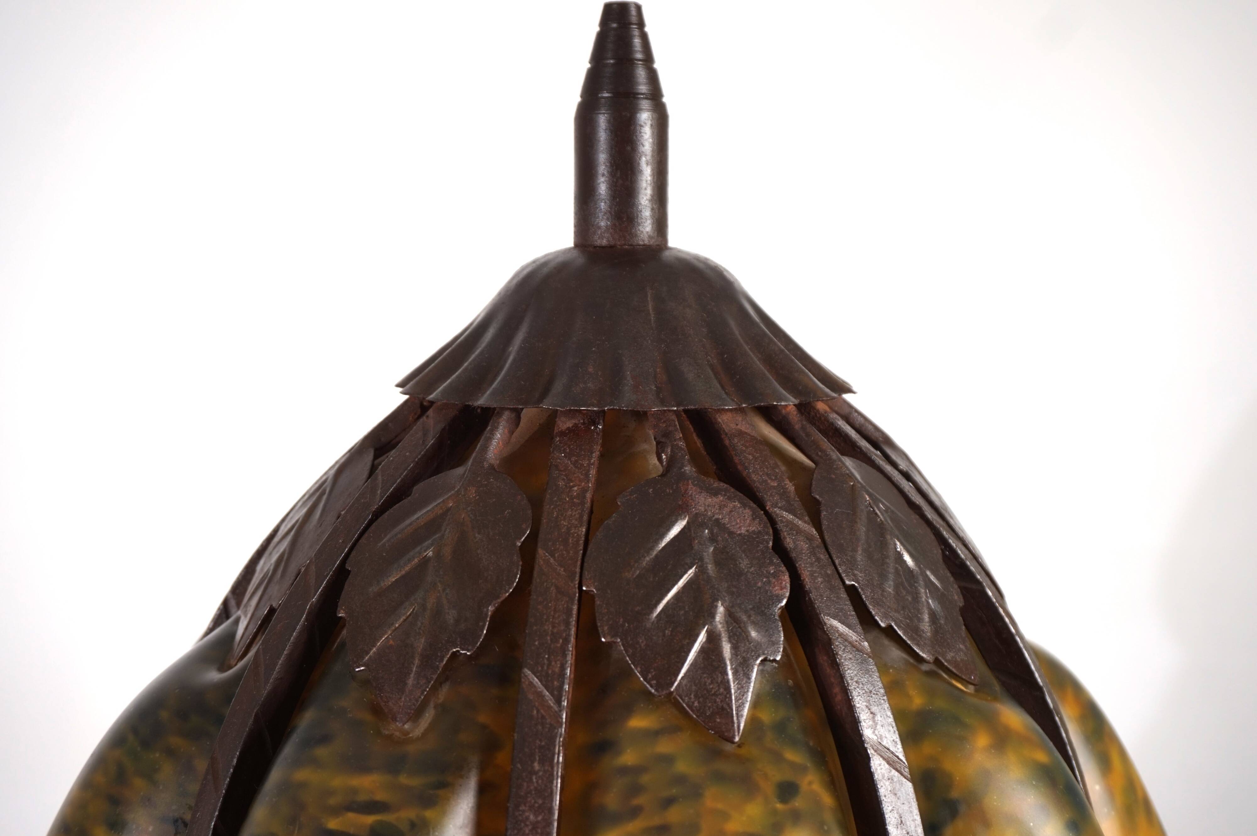 Charles Schneider Art Nouveau wrought iron floor lamp, 1920