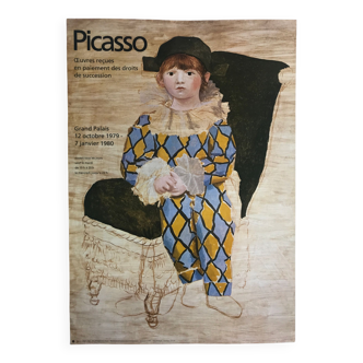 Affiche originale d'après Pablo PICASSO, Paul en Arlequin / Grand Palais, 1979-80