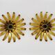 Pair of palm tree wall lights in gold metal. 70s