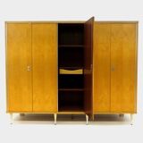 Large vintage mid century modern 5-door wardrobe in flamed maple, 1960s