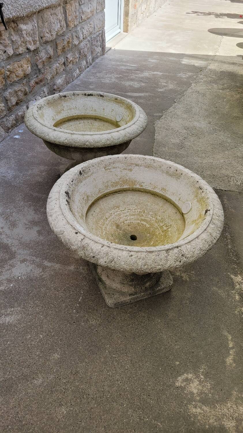 Pair of medicis vases in old reconstituted stone 1950s