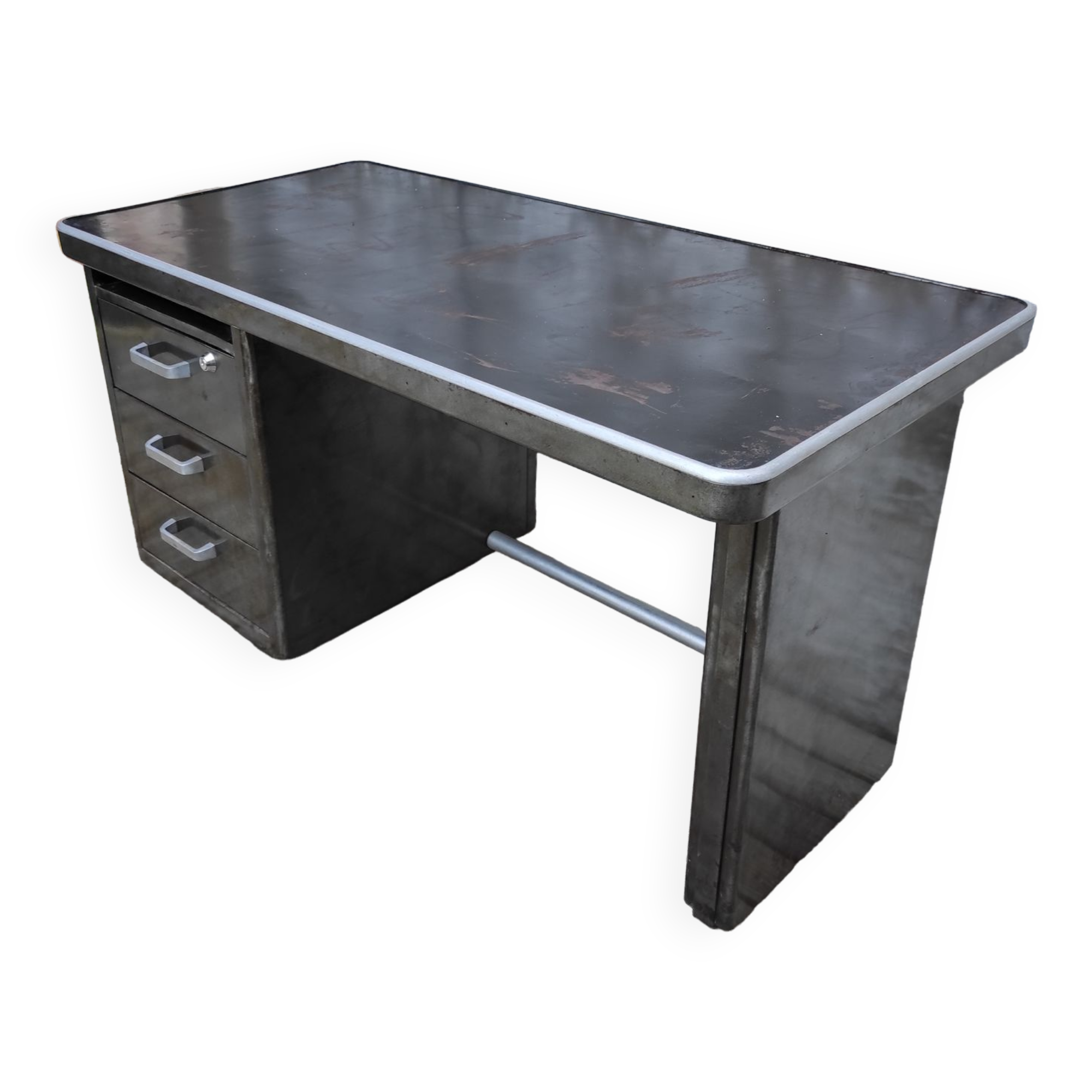 Strafor desk in brushed metal