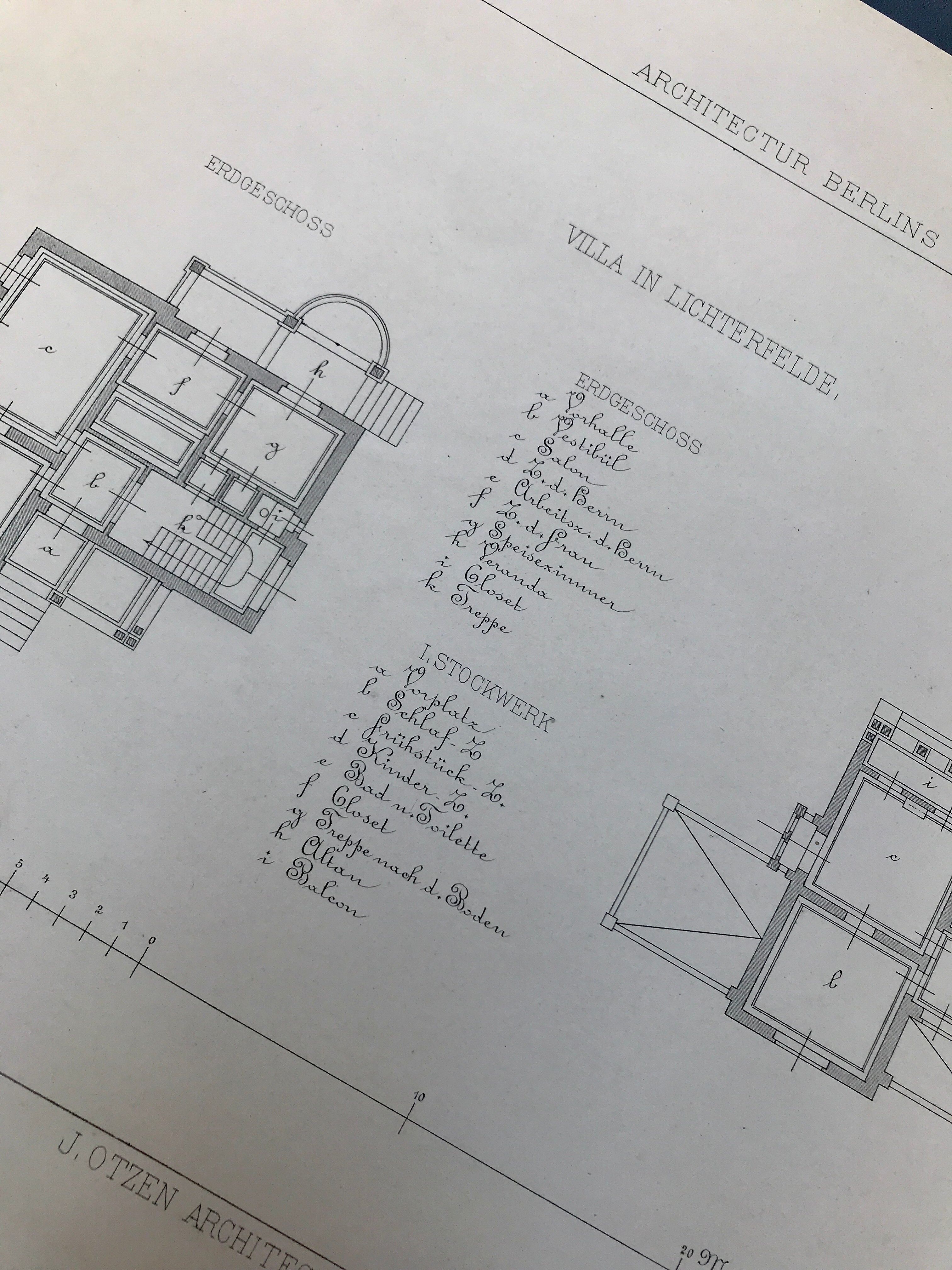 Illustration architecture villa plans inlichterfelde Berlin 19th