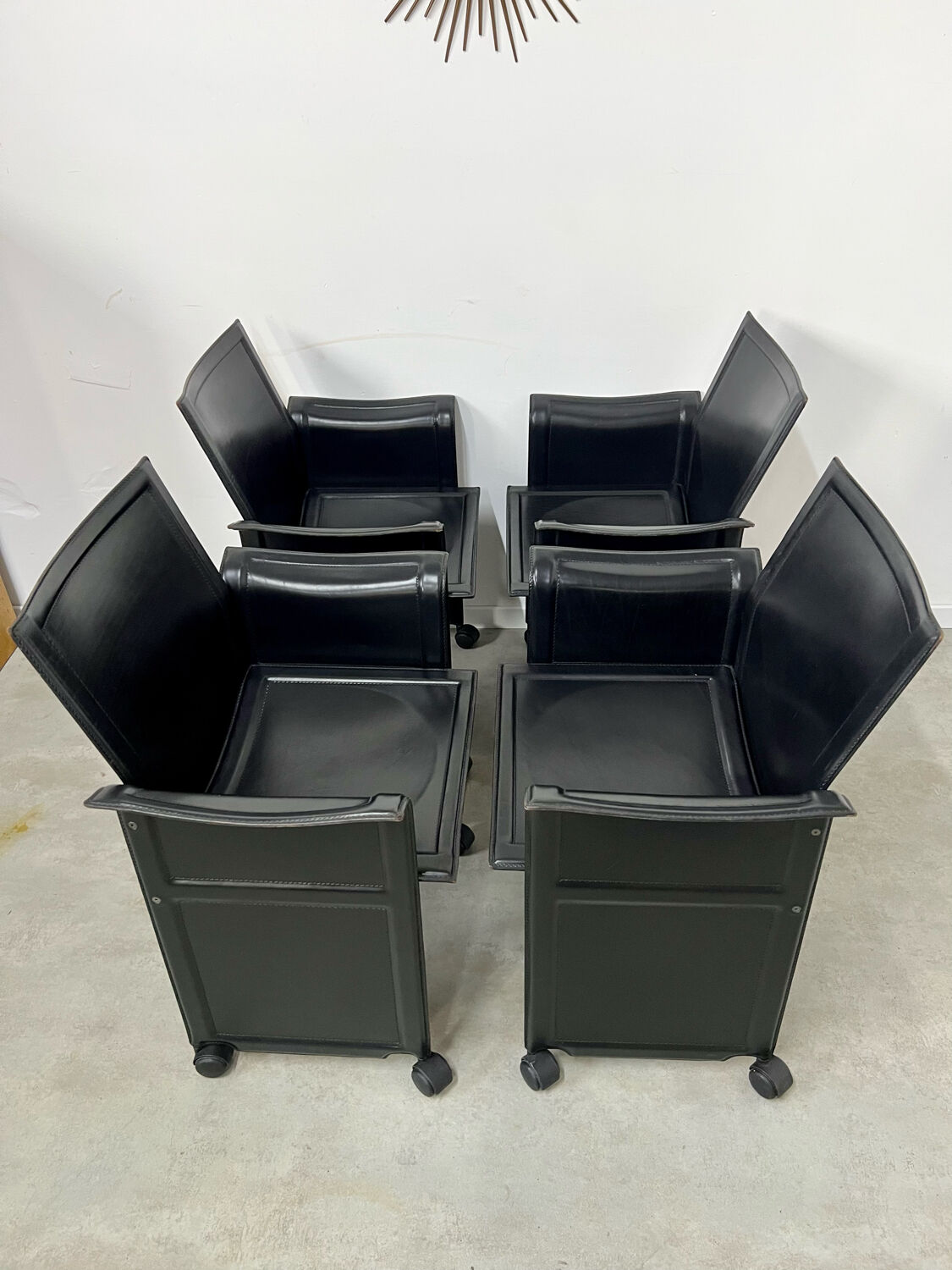 Lot 4 old armchairs "Korium" by Tito Agnoli for Matteo Grassi 1980