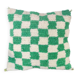 Berber green checkerboard cushion