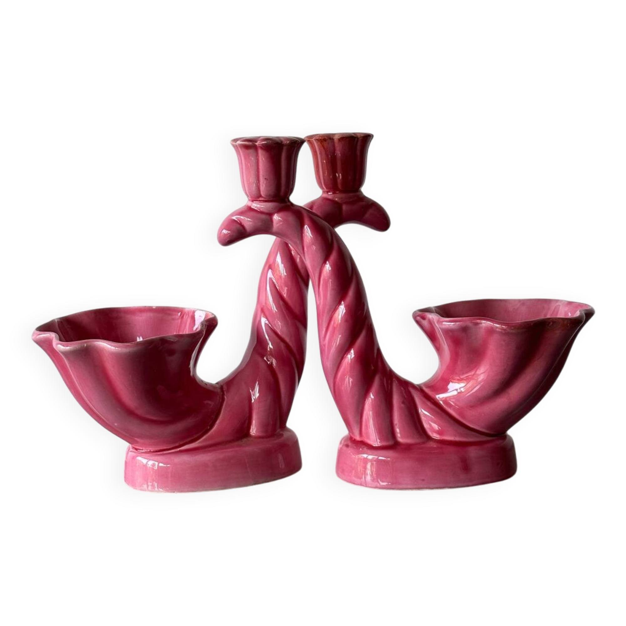 2 vintage Vallauris candlesticks