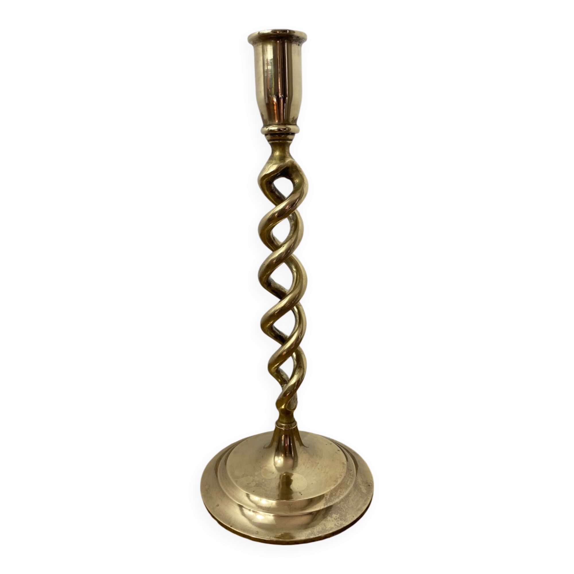 Twisted brass candle holder
