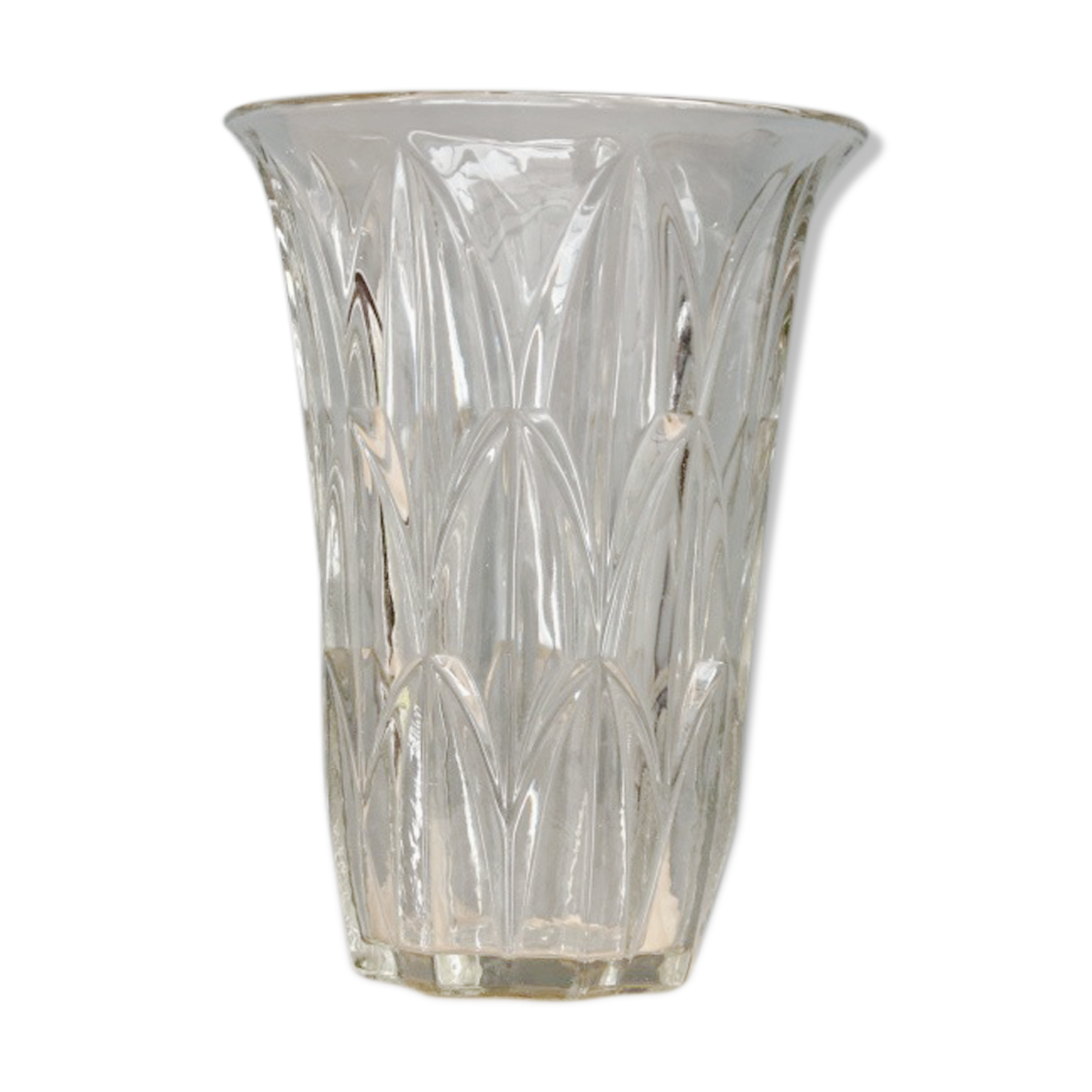 Vase art déco transparent en verre