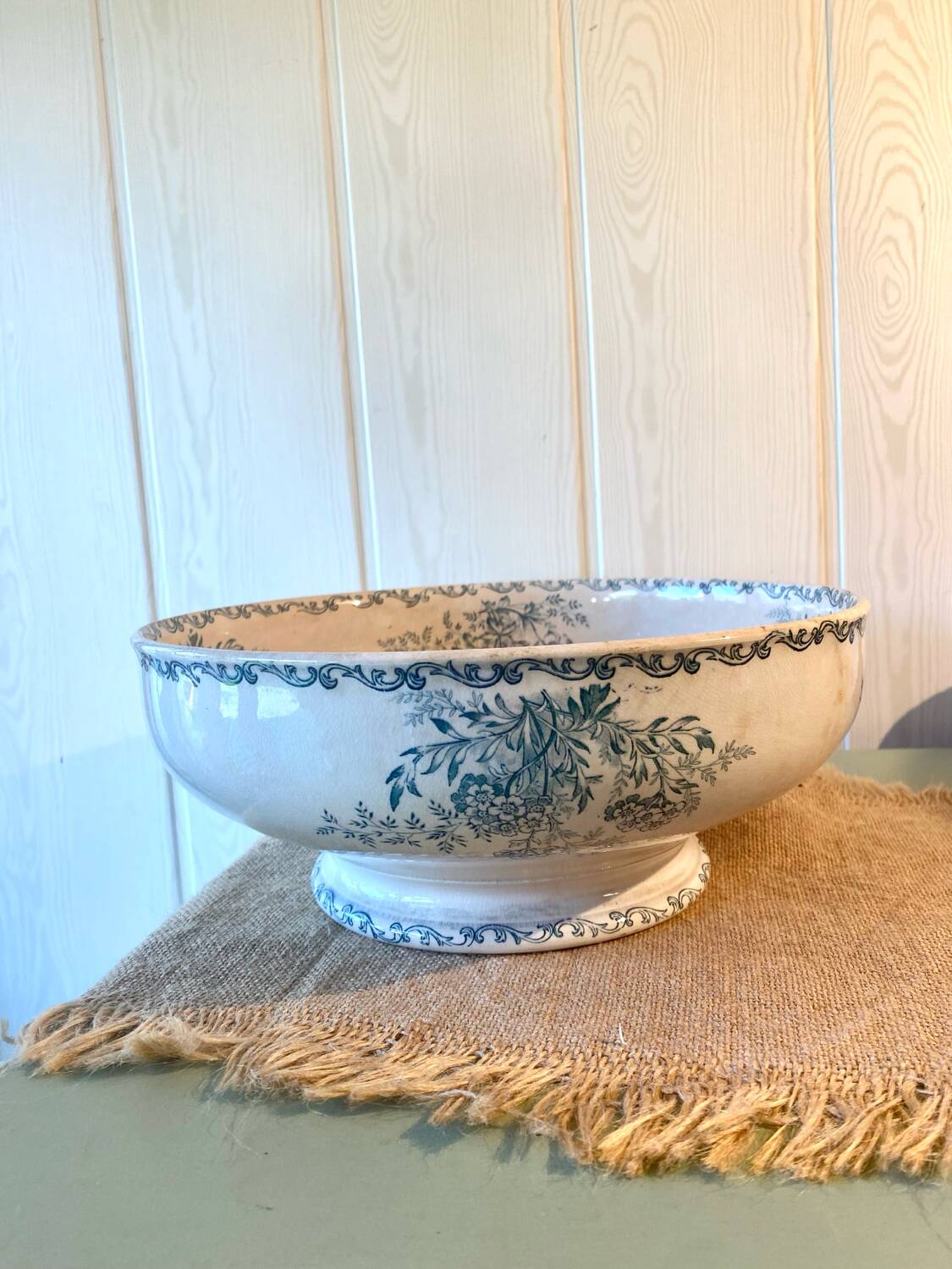 Large iron earth salad bowl Sarreguemines