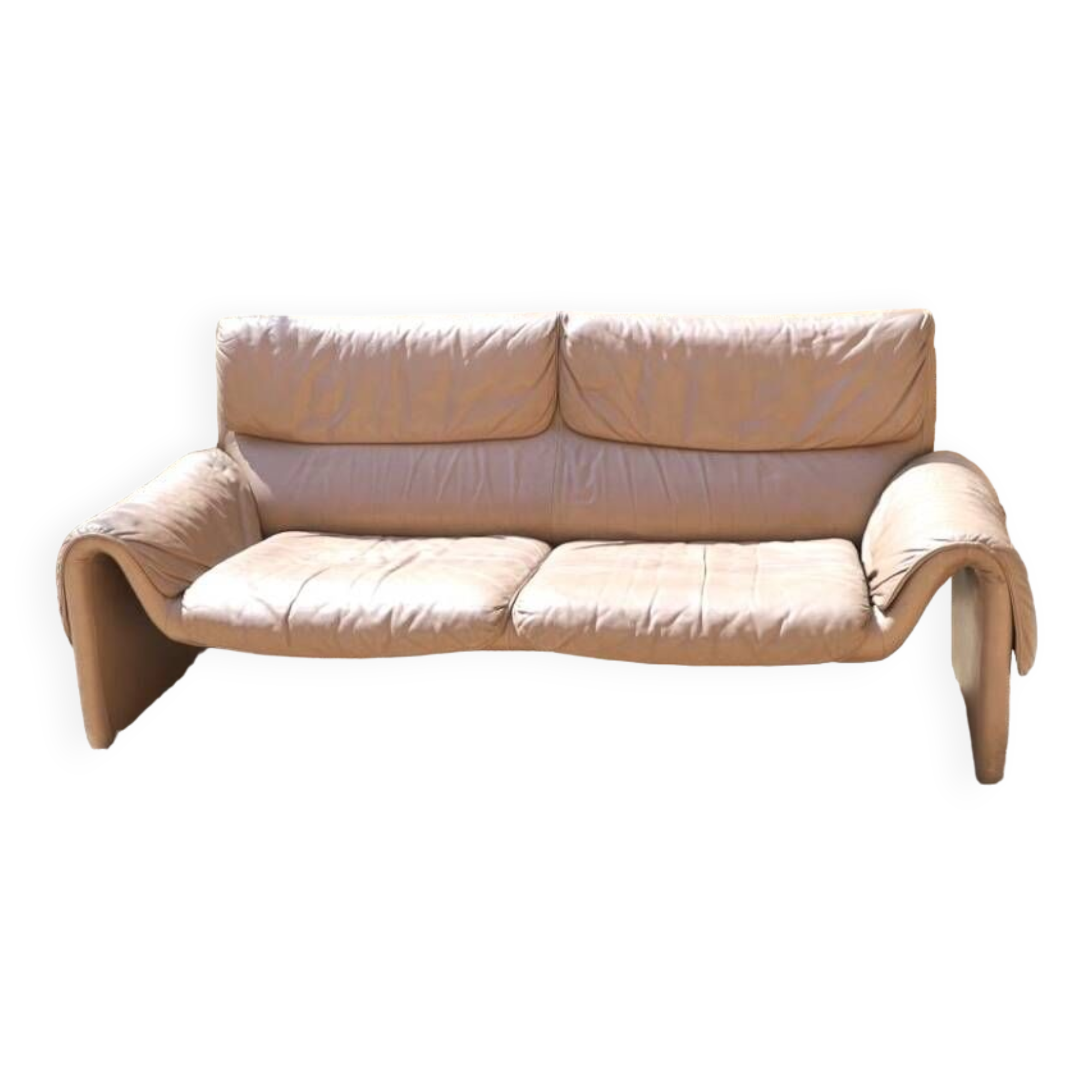 High-end leather sofa, beige De Sede sofa