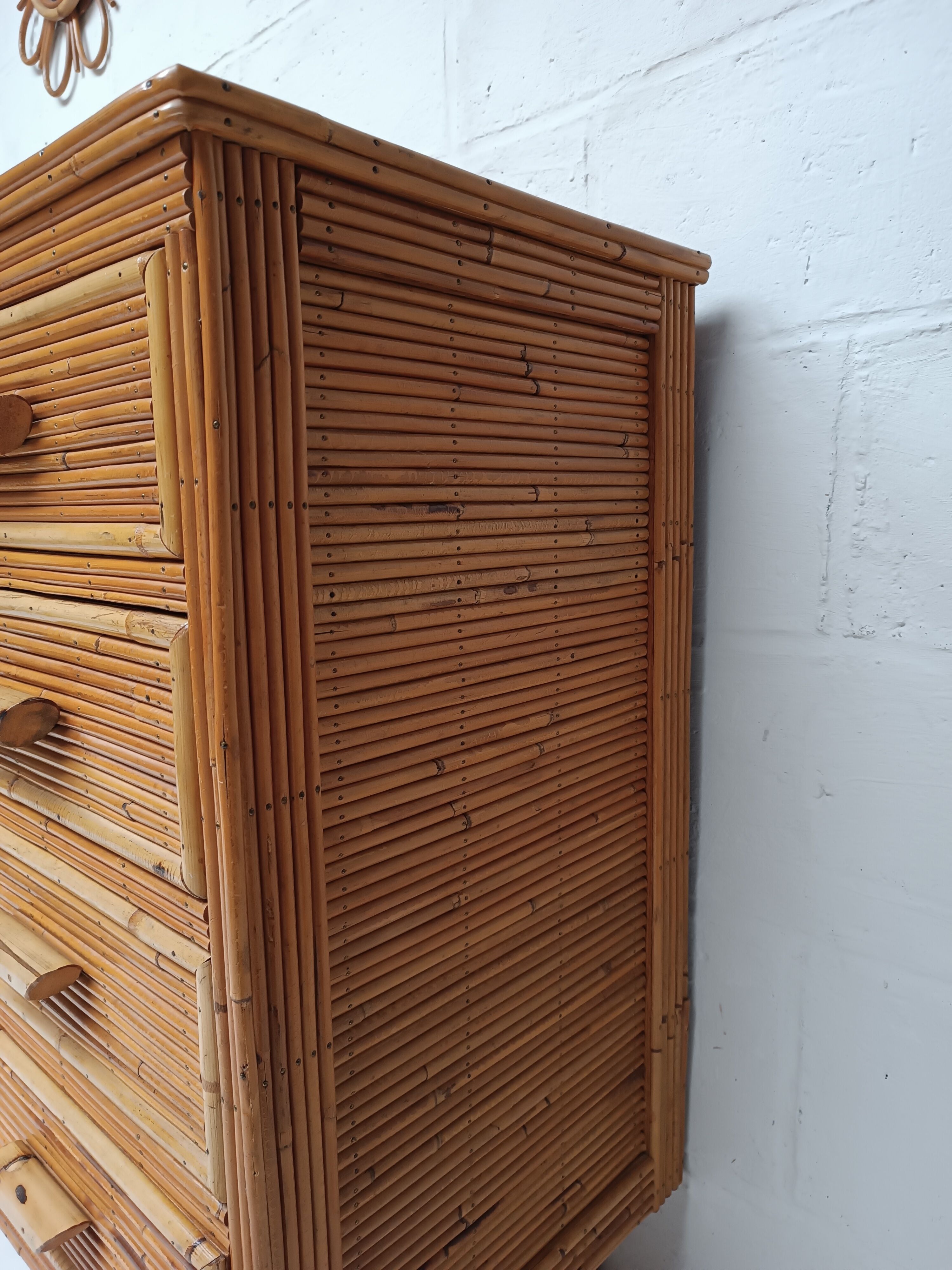 Rattan chest of drawers 60s-70s